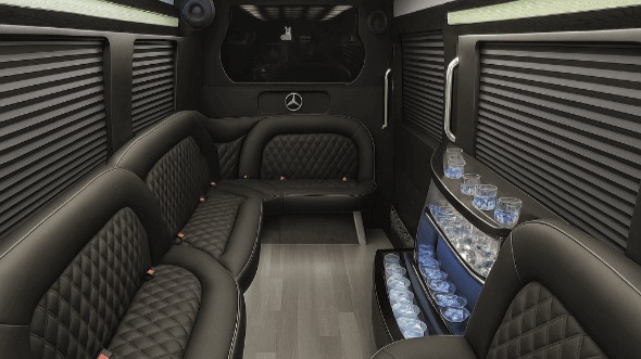 Interior of Danbury Party Bus Company's 14 Passenger Sprinter Limousine in Danbury
