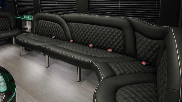 Interior of Greenwich Party Bus Company's 18 Passenger Party Bus in Greenwich