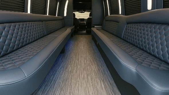 Interior of West Hartford Party Bus Company's 20 Passenger Party Bus in West Hartford