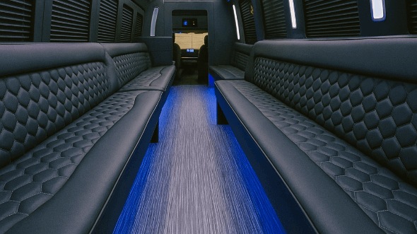 Interior of New Haven Party Bus Company's 25 Passenger Party Bus in New Haven