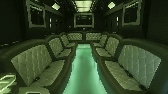 Interior of Stratford Party Bus Company's 28 Passenger Party Bus in Stratford