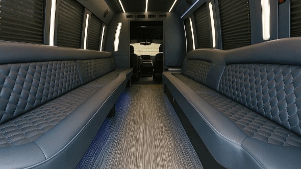Interior of Milford Party Bus Company's 30 Passenger Party Bus in Milford