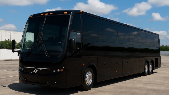 Exterior of Connecticut Party Bus Company's 44 Passenger Charter Bus in Connecticut