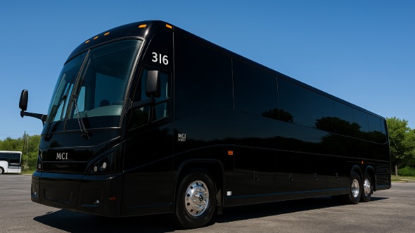 Exterior of Connecticut Party Bus Company's 46 Passenger Charter Bus in Connecticut