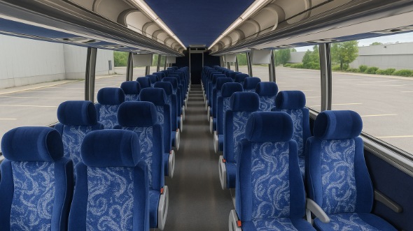 Interior of Connecticut Party Bus Company's 47 Passenger Charter Bus in Connecticut
