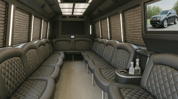 Interior of Milford Party Bus Company's 50 Passenger Party Bus in Milford